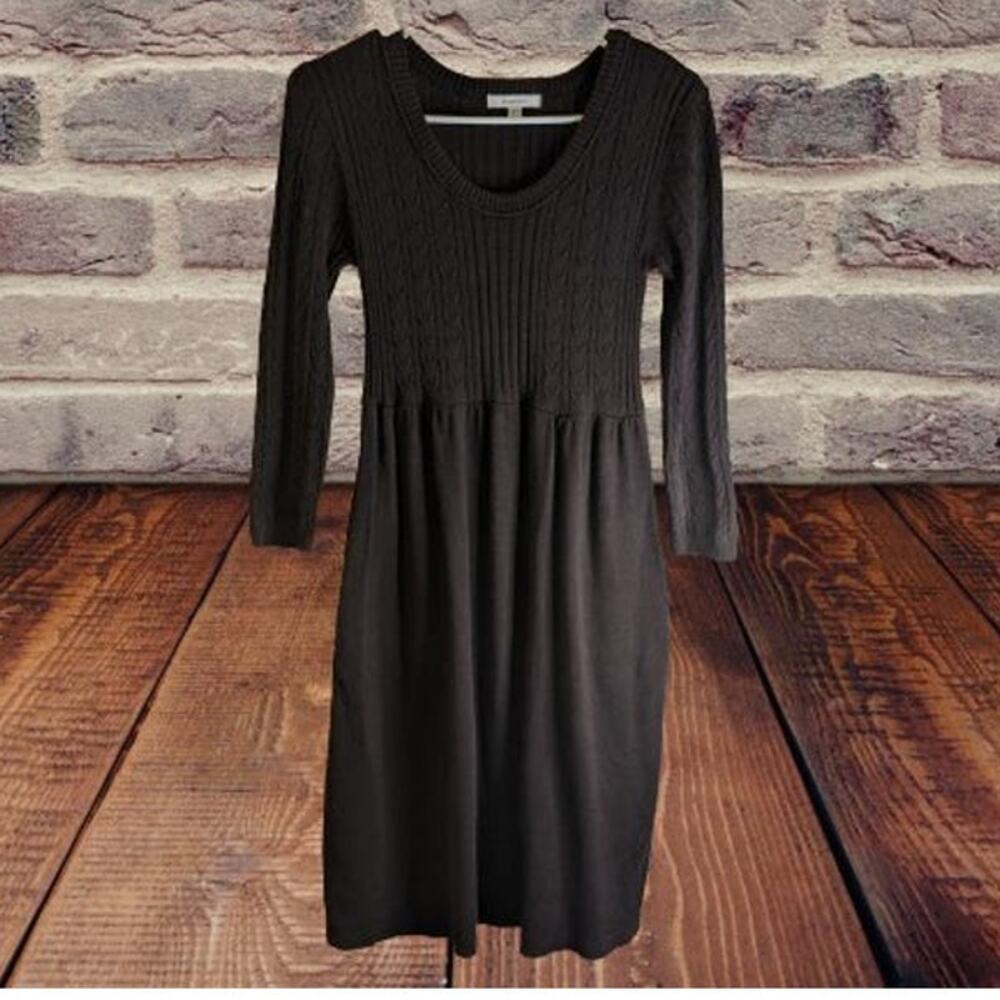 Dressbarn small long sleeve brown cotton blend stretch woman's sweater dress